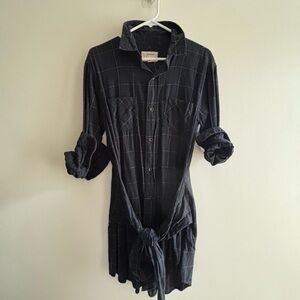 Current/Elliott Black Plaid Button-Up Dress